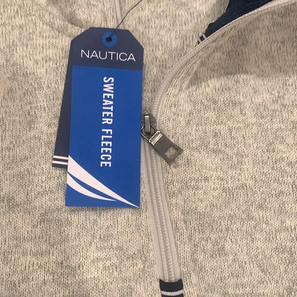 New Nautical Oatmeal Heather Quarter Zip Sweater Fleece in Size Medium - Picture 5 of 7